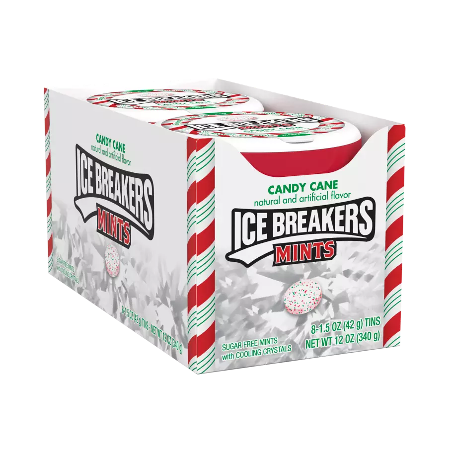 Ice Breakers Candy Cane Sugar Free Mints 15 Oz Puck 8 Count Box 9847