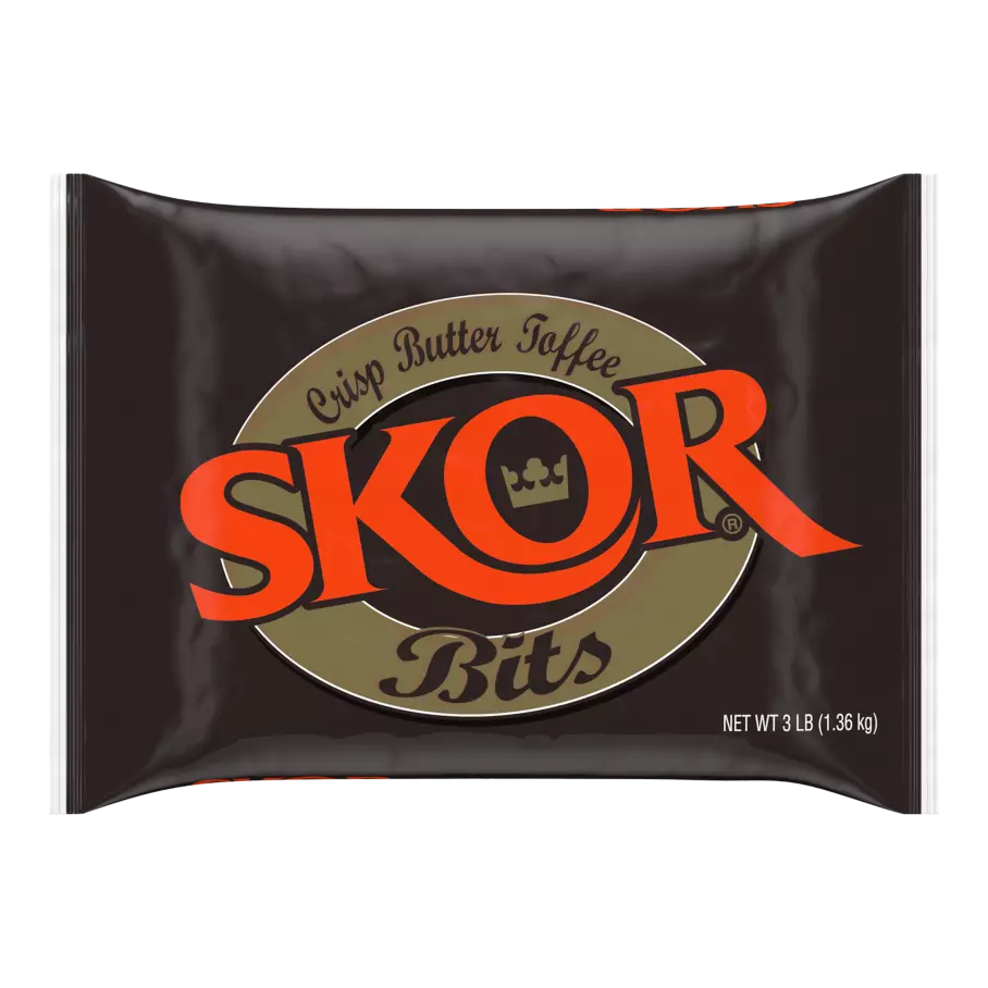 SKOR Crisp Butter Toffee Bits, 12 lb box, 4 bags - Front of Individual Package