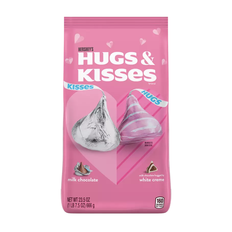 HERSHEY'S HUGS & KISSES Valentine's Assortment, 23.52 oz bag - Front of Package