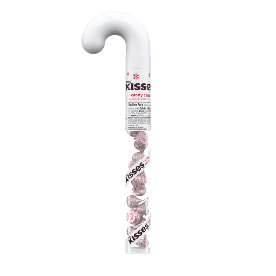 HERSHEY'S KISSES Candy Cane Mint Candy, 2.08 oz cane - Front of Package