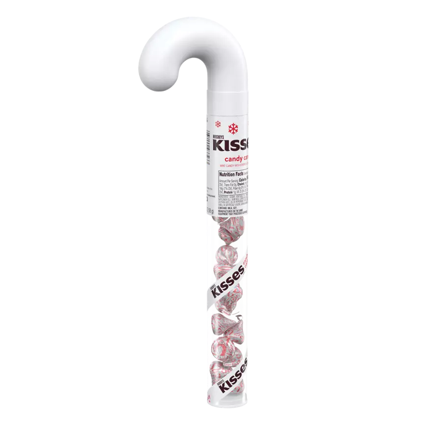HERSHEY'S KISSES Candy Cane Mint Candy, 2.08 oz cane - Front of Package