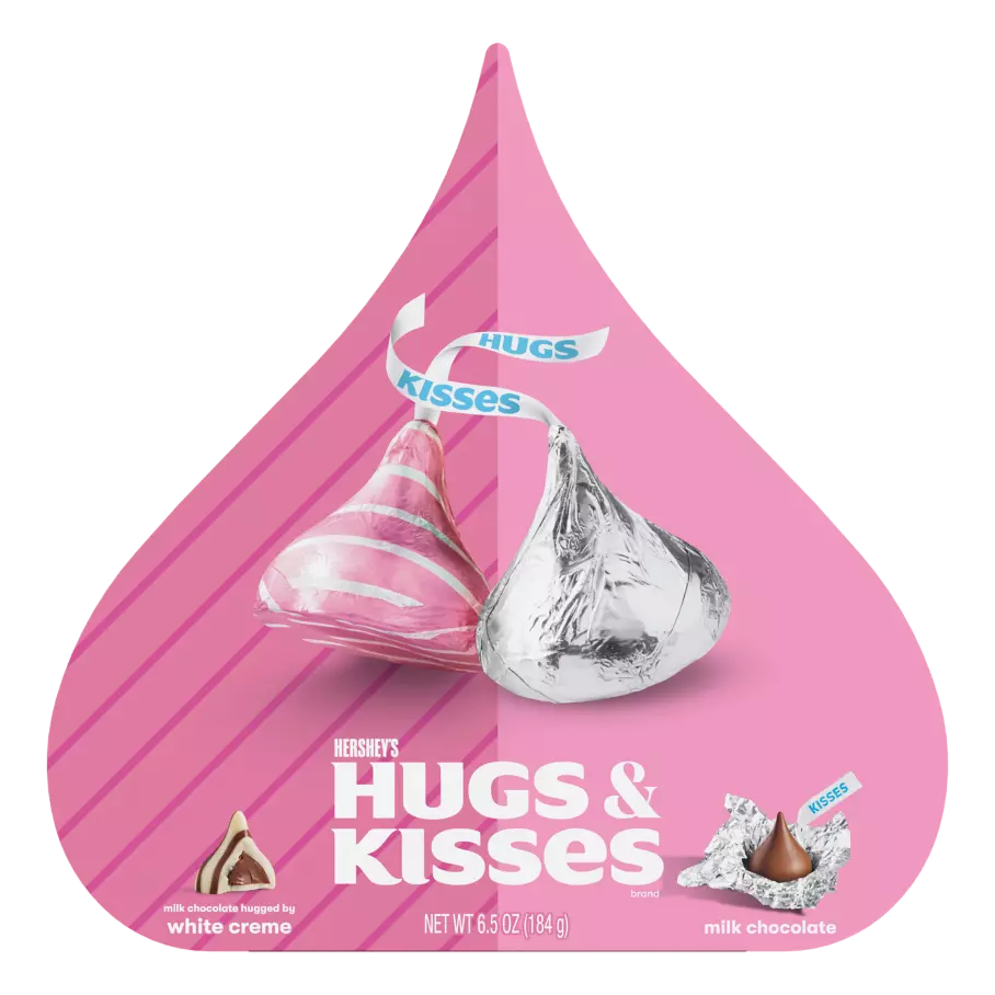 HERSHEY'S HUGS & KISSES Valentine's Assortment, 6.5 oz box - Front of Package