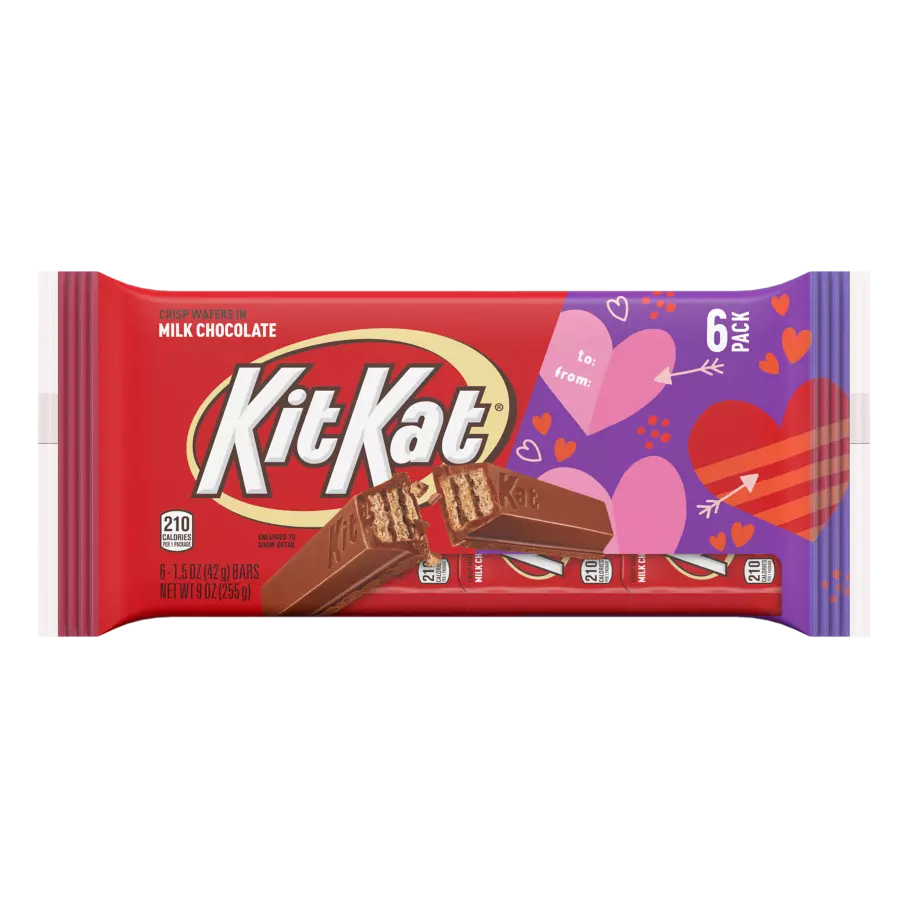 KIT KAT® Valentine's Milk Chocolate Candy Bars, 1.5 oz, 6 pack - Front of Package