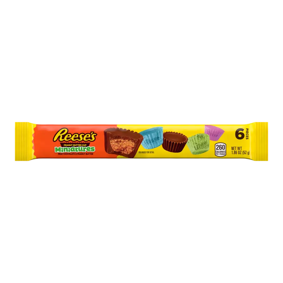 REESE'S Easter Milk Chocolate Miniatures Peanut Butter Cups, 1.86 oz sleeve - Front of Package