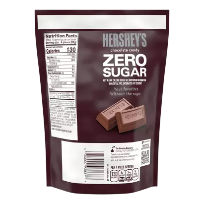 HERSHEY S Zero Sugar Chocolate Candy Bars 5.1 oz bag