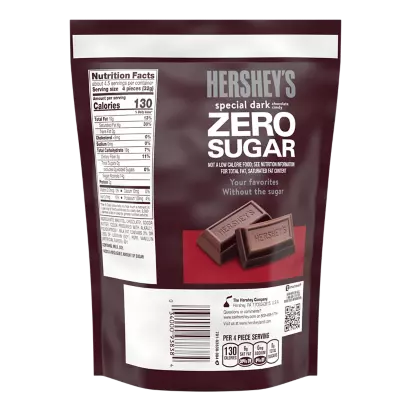 HERSHEY'S SPECIAL DARK Zero Sugar Chocolate Candy Bars, 5.1 oz bag