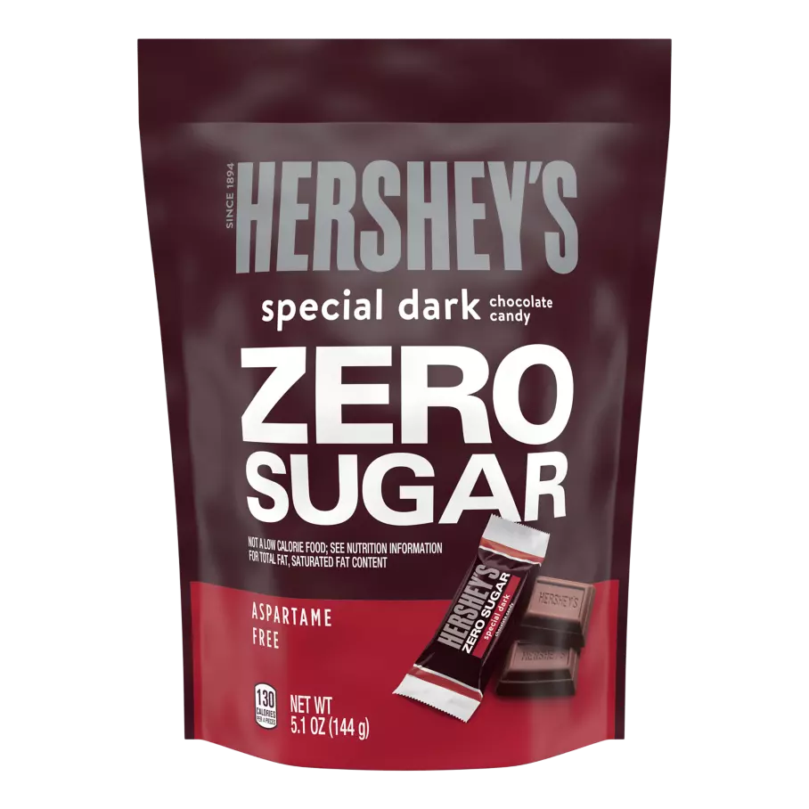 HERSHEY'S SPECIAL DARK Zero Sugar Chocolate Candy, 5.1 oz bag - Front of Package