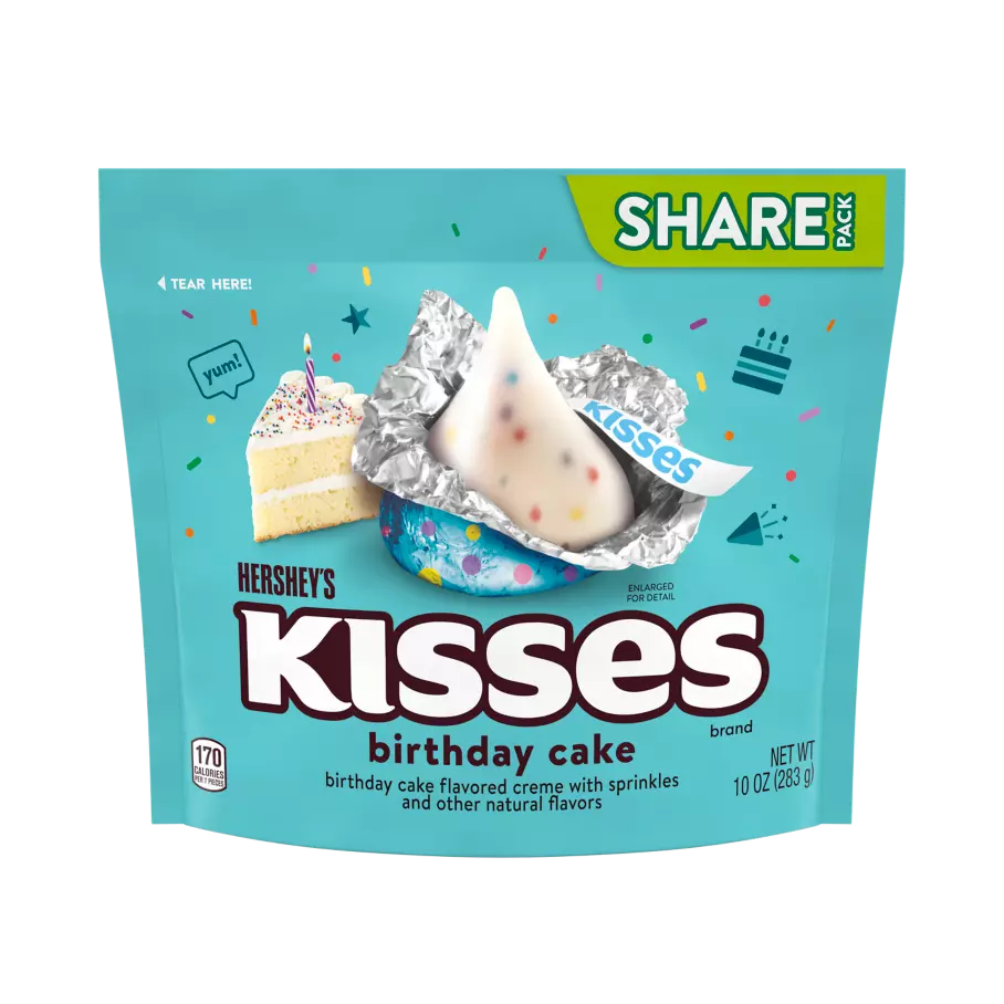 HERSHEY'S KISSES Birthday Cake Candy, 10 oz pack - Front of Package