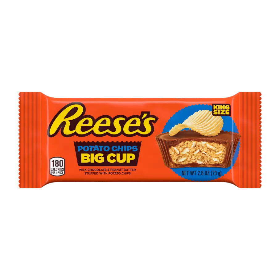 REESE'S Big Cup with Potato Chips King Size Peanut Butter Cups, 2.6 oz - Front of Package
