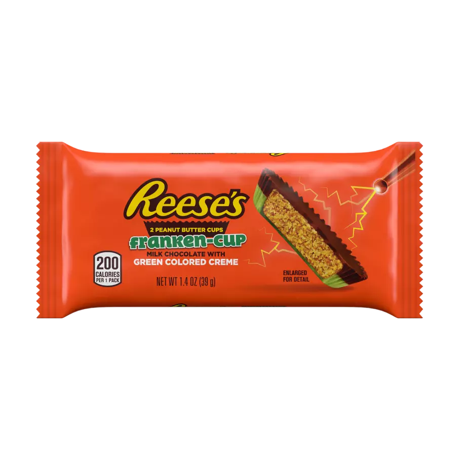 REESE'S Franken-Cup Milk Chocolate Peanut Butter Cups, 1.4 oz - Front of Package