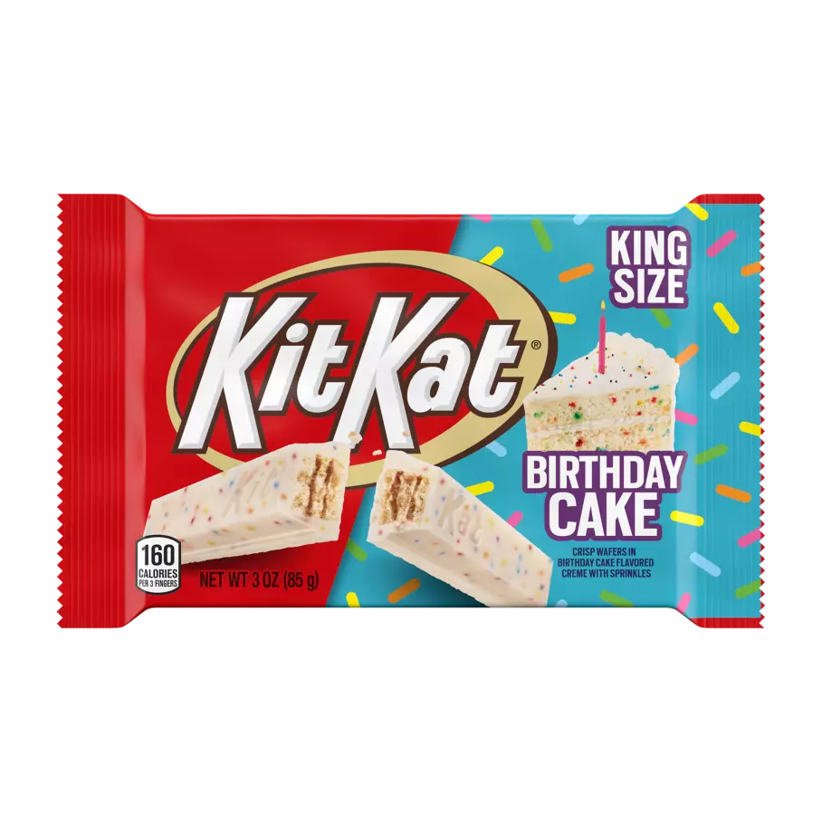 KIT KAT® Birthday Cake King Size Candy Bars, 3 oz, 24 count box - Out of Package