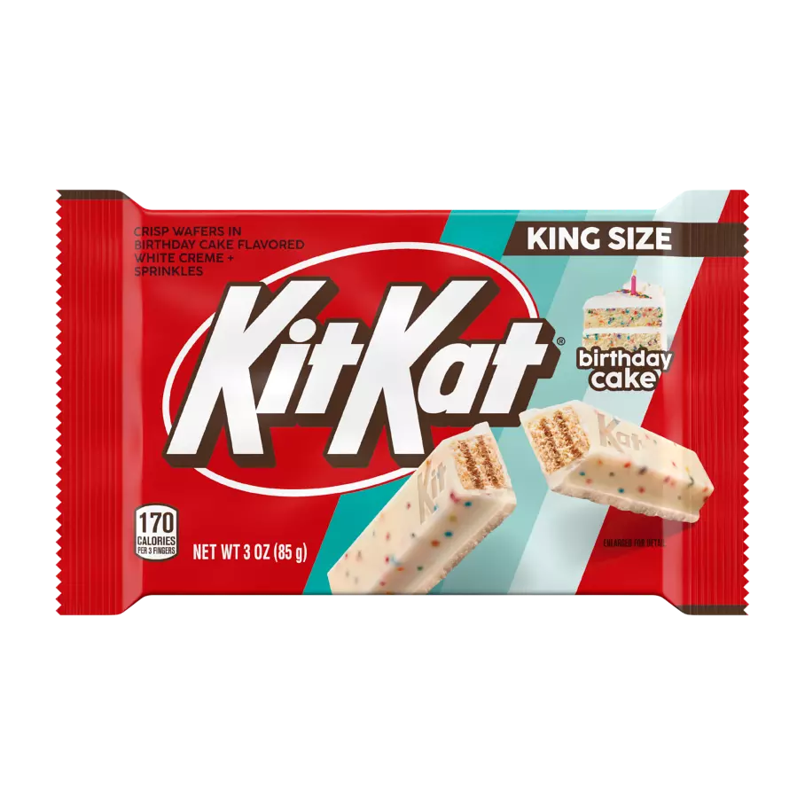 KIT KAT® Birthday Cake King Size Candy Bars, 3 oz, 24 count box - Out of Package