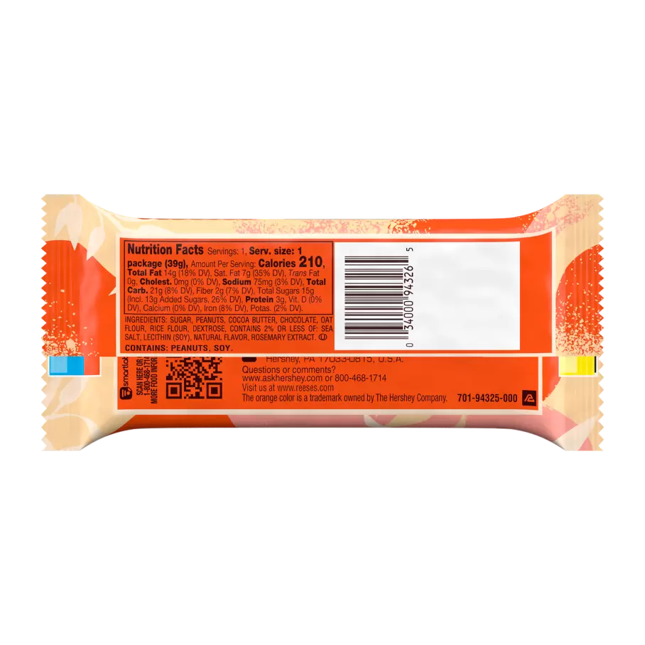 REESE'S Plant Based Oat Chocolate Confection & Peanut Butter Cups, 1.4 oz - Back of Package