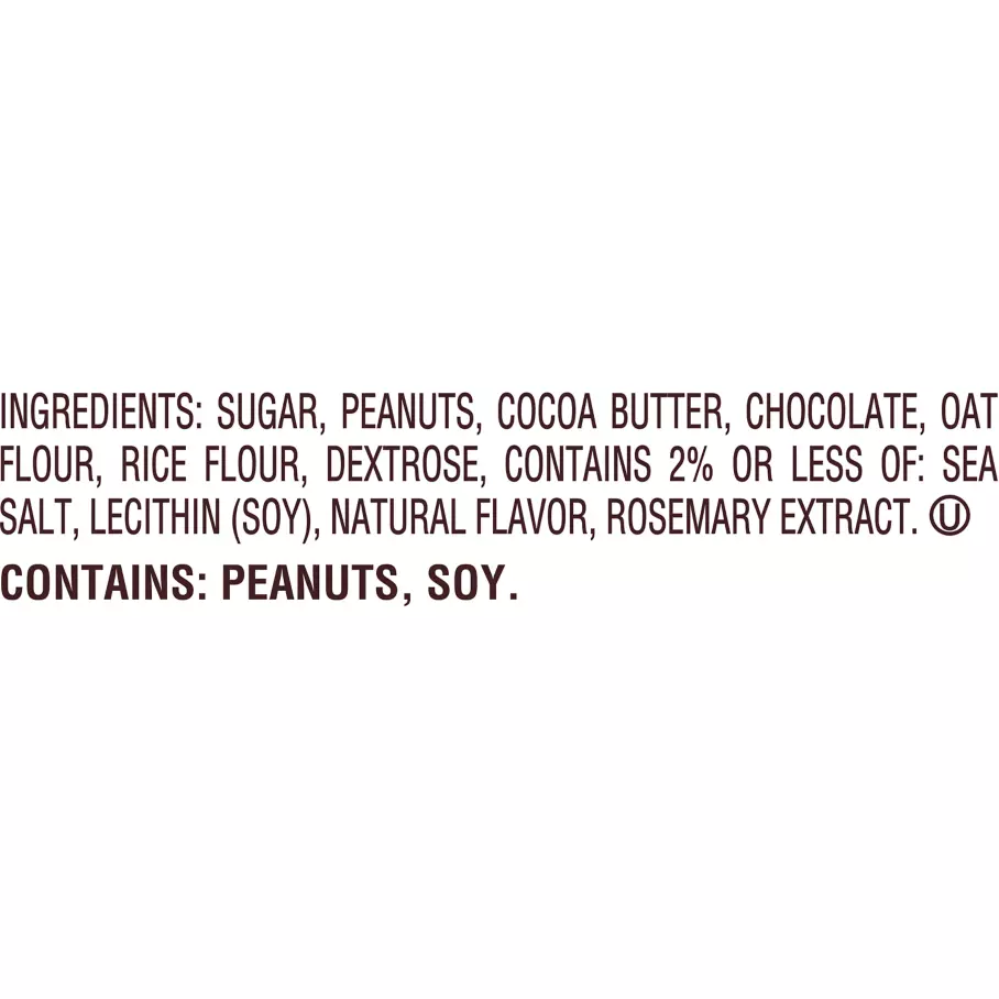 REESE'S Plant Based Oat Chocolate Confection & Peanut Butter Candy Bars, 1.4 oz - Ingredients