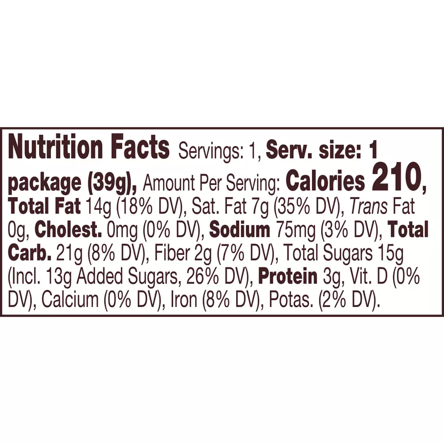 REESE'S Plant Based Oat Chocolate Confection & Peanut Butter Candy Bars, 1.4 oz - Nutrition Facts