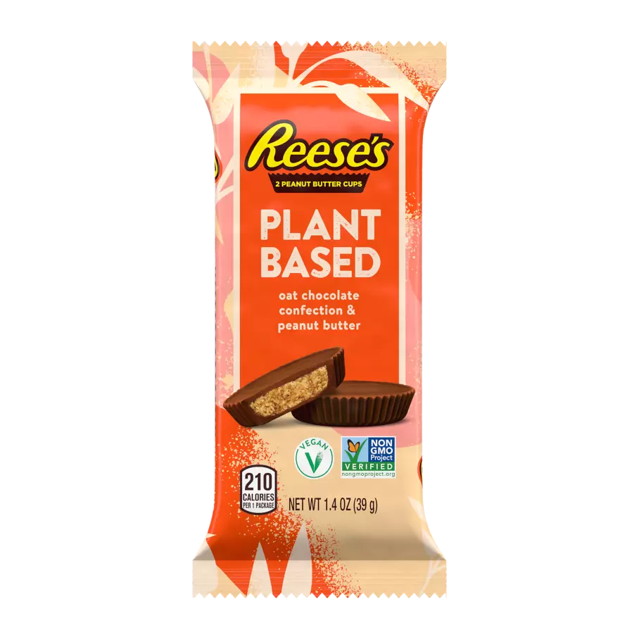 REESE'S Plant Based Oat Chocolate Confection & Peanut Butter Candy Bars, 1.4 oz - Front of Package