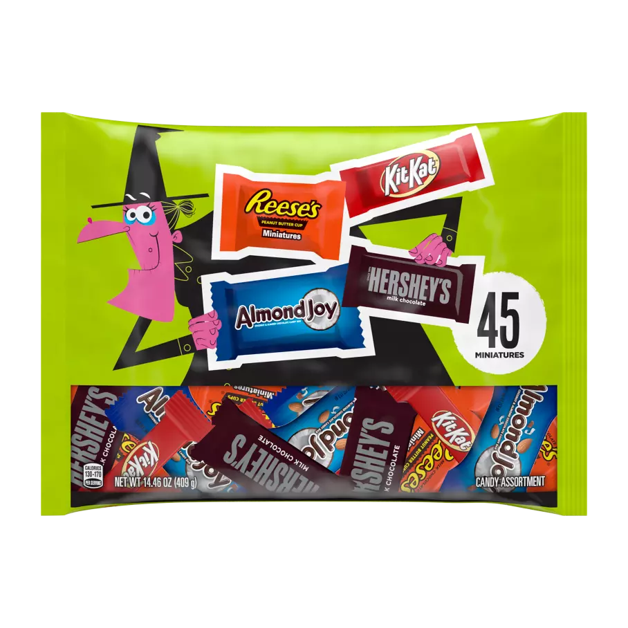 Hershey Halloween Chocolate Snack Size Assortment, 14.46 oz bag, 45 pieces - Front of Package