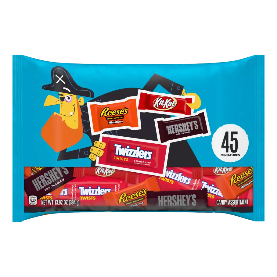 Hershey Halloween Chocolate Miniatures Assortment, 13.92 oz bag, 45 pieces - Front of Package