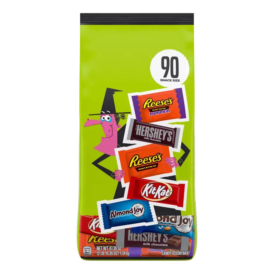 Hershey Halloween Chocolate Snack Size Assortment, 47.35 oz bag, 90 pieces - Front of Package