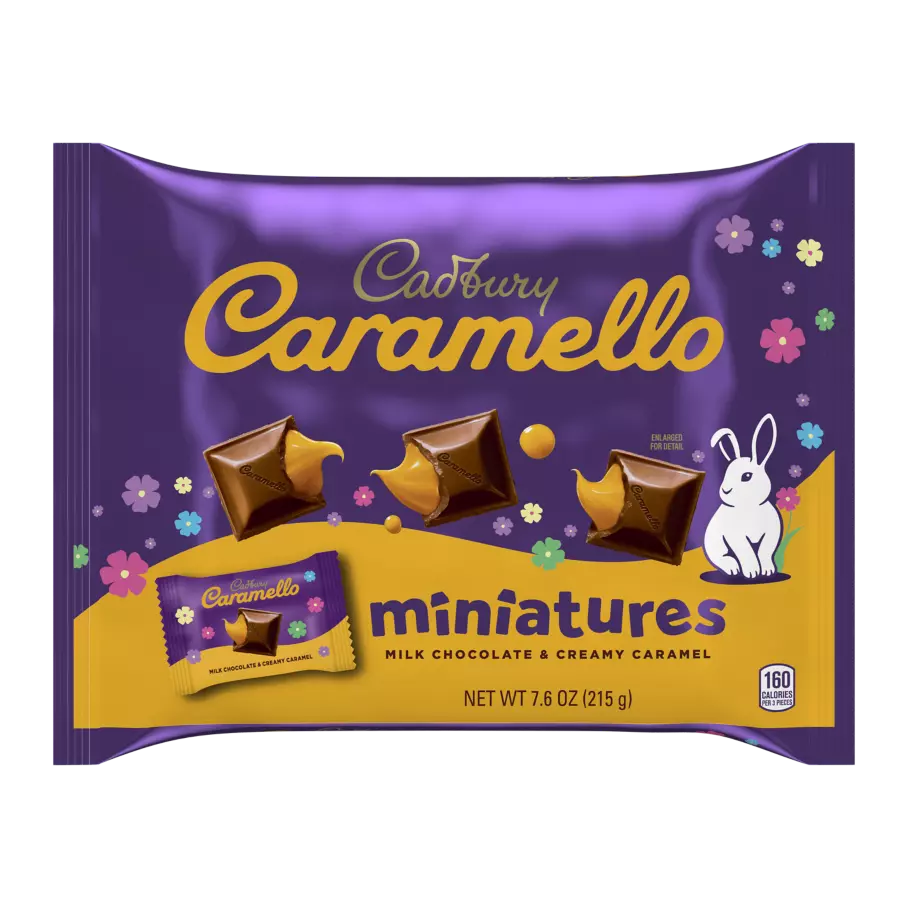 CADBURY CARAMELLO Easter Milk Chocolate & Creamy Caramel Miniatures Candy Bars, 7.6 oz bag - Front of Package