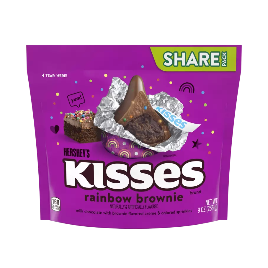 HERSHEY'S KISSES Rainbow Brownie Candy, 9 oz bag - Front of Package