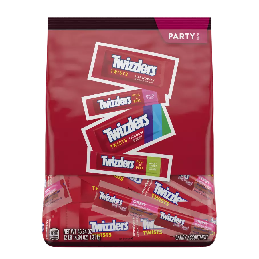 TWIZZLERS Candy Assortment, 46.34 oz party bag - Front of Package