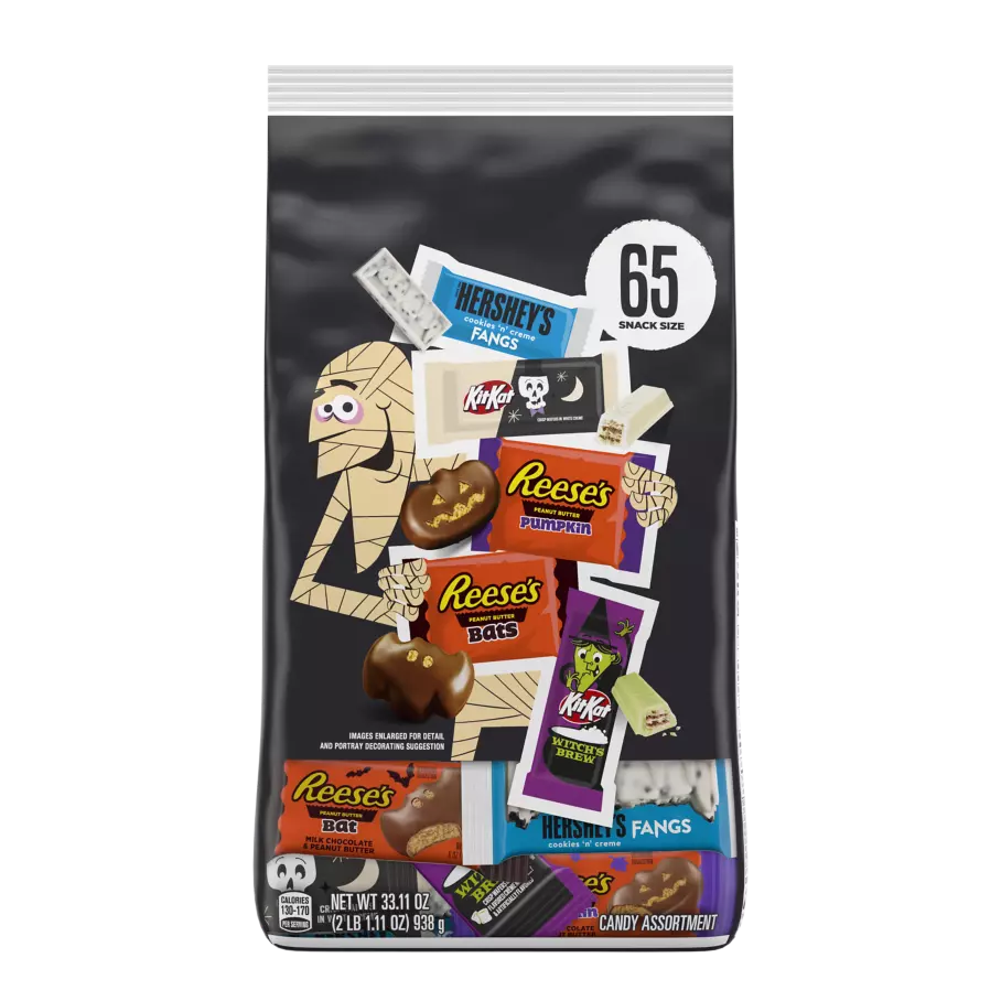 Hershey Halloween Shapes Snack Size Assortment, 33.11 oz bag, 65 pieces - Front of Package