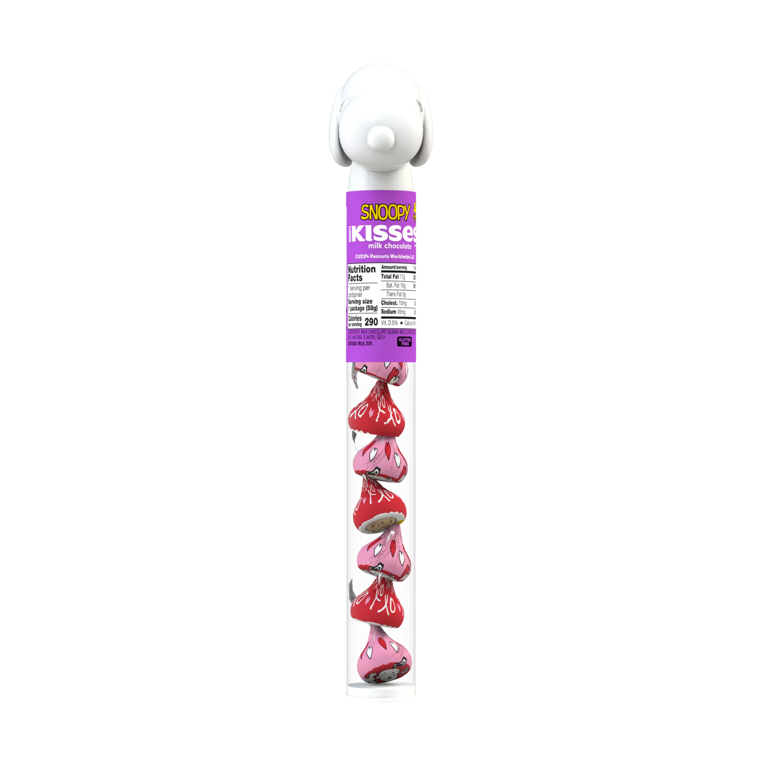 HERSHEY'S KISSES Snoopy™ & Friends Foils Milk Chocolate Candy, 2.08 oz cane - Front of Package