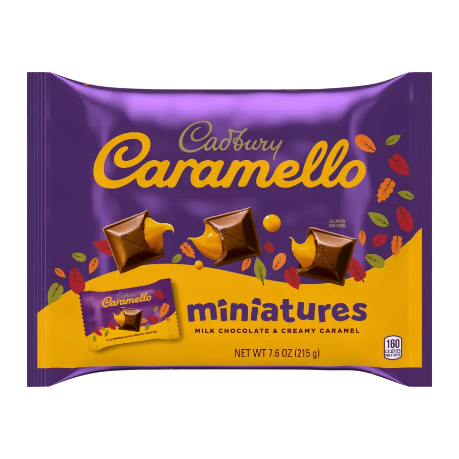 CADBURY CARAMELLO Fall Milk Chocolate & Creamy Caramel Miniatures Candy, 7.6 oz bag - Front of Package