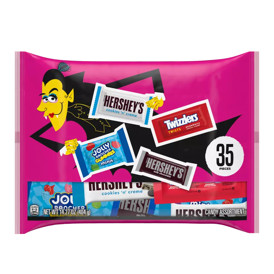 Hershey Halloween Chocolate & Sweets Snack Size Assortment, 14.27 oz bag, 35 pieces - Front of Package