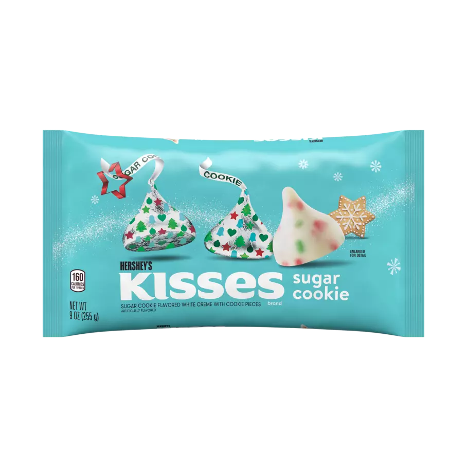 HERSHEY'S KISSES Sugar Cookie White Creme Candy, 9 oz bag - Front of Package