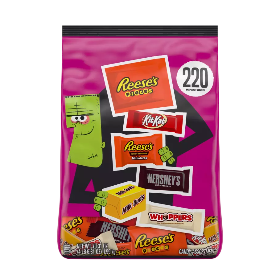 Hershey Halloween Chocolate Miniatures Assortment, 70.31 oz bag, 220 pieces - Front of Package