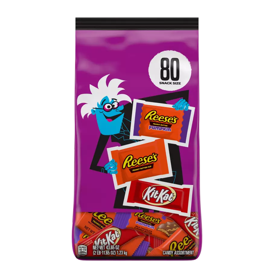 Hershey Halloween Chocolate Snack Size Assortment, 43.65 oz bag, 80 pieces - Front of Package