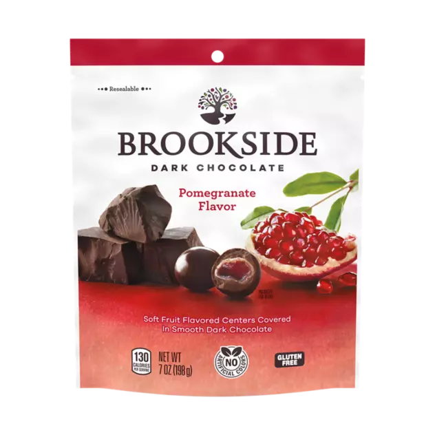 BROOKSIDE Dark Chocolate Pomegranate Flavor Candy, 7 oz bag - Front of Package