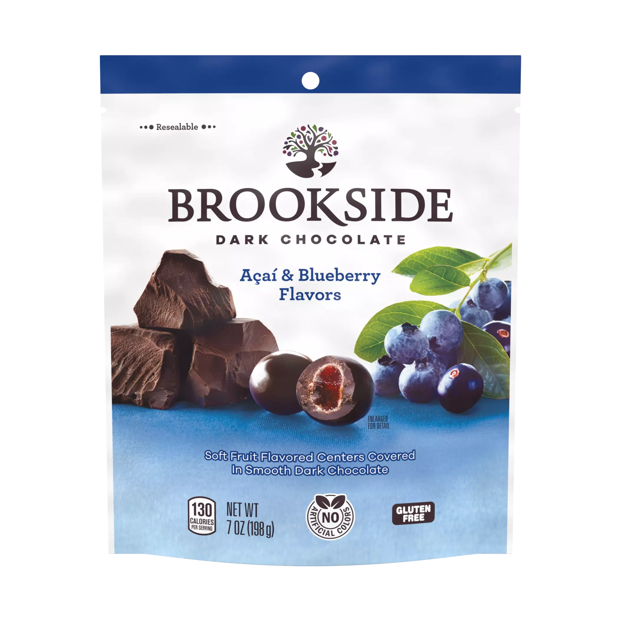 BROOKSIDE Dark Chocolate Açai and Blueberry Candy, 7 oz bag - Front of Package