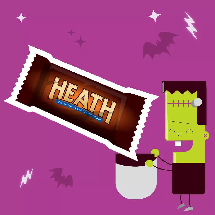 HEATH Halloween Milk Chocolate English Toffee Snack Size Candy Bars, 11.5 oz bag - Out of Package