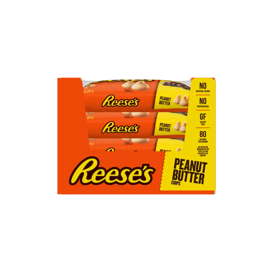 REESE'S Peanut Butter Chips, 7.5 lb box, 12 bags - Front of Package