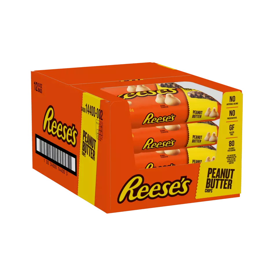 REESE'S Peanut Butter Chips, 7.5 lb box, 12 bags - Side of Package