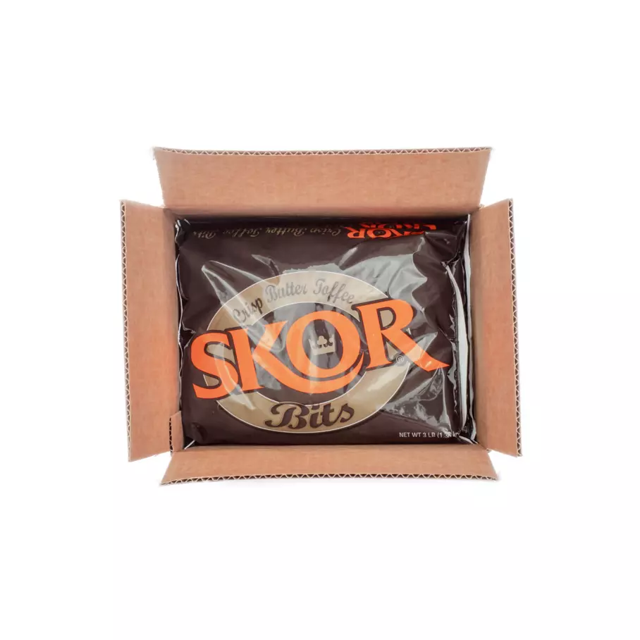 SKOR Crisp Butter Toffee Bits, 12 lb box, 4 bags - Top of Package