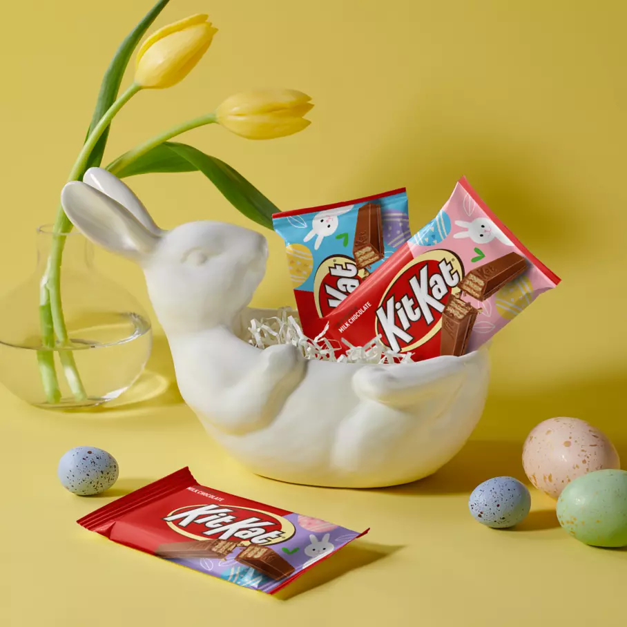 KIT KAT® Easter Milk Chocolate Candy Bars inside bunny shaped bowl