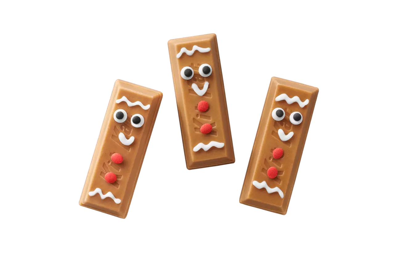 KIT KAT® Gingerbread Cookie Candy Bars decorated with icing