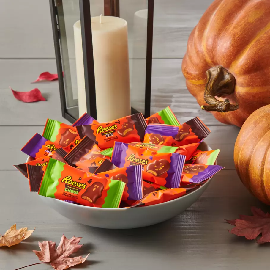 REESE'S Assorted Shapes inside bowl on porch