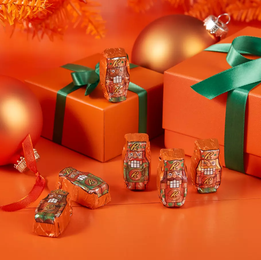 REESE'S Milk Chocolate Peanut Butter Nutcrackers under the Christmas tree