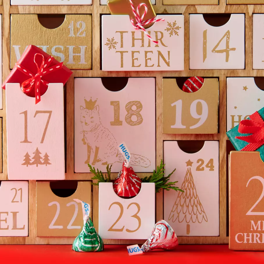 HERSHEY'S HUGS Holiday Candy inside Christmas advent calendar