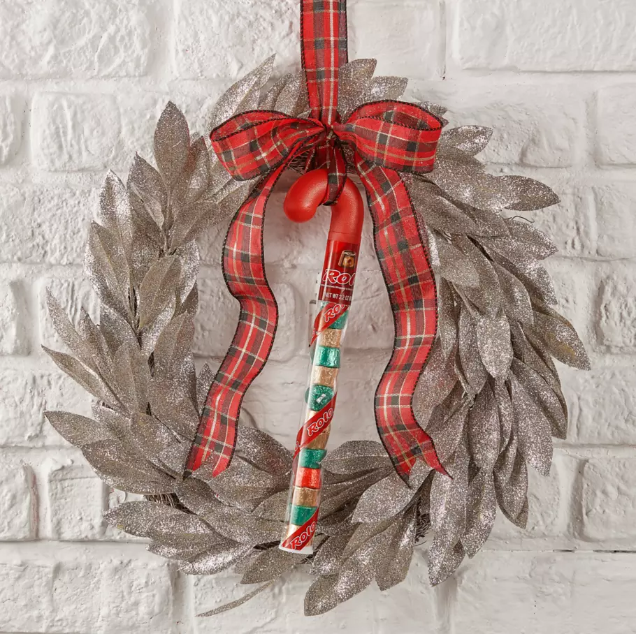 ROLO® Holiday Candy Cane hanging Christmas wreath