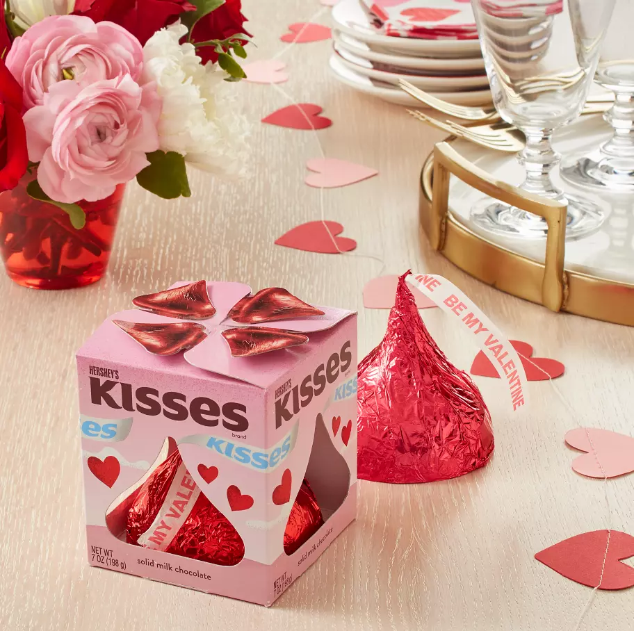 HERSHEY'S KISSES Milk Chocolate Giant Candy Package on decorated table