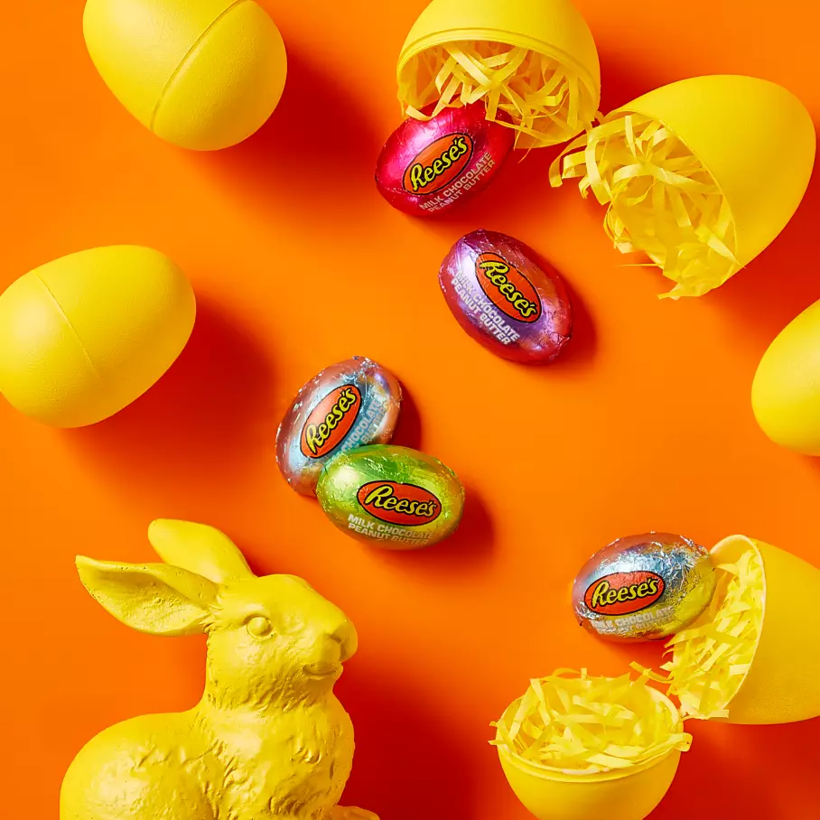 plastic easter eggs filled with reeses milk chocolate peanut butter eggs