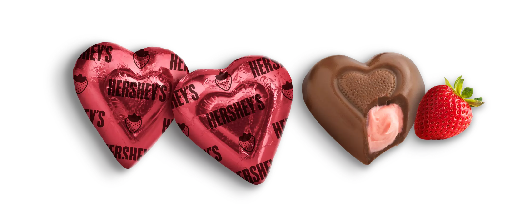 HERSHEY'S Milk Chocolate Strawberry Creme Hearts, 8.8 oz bag - Out of Package