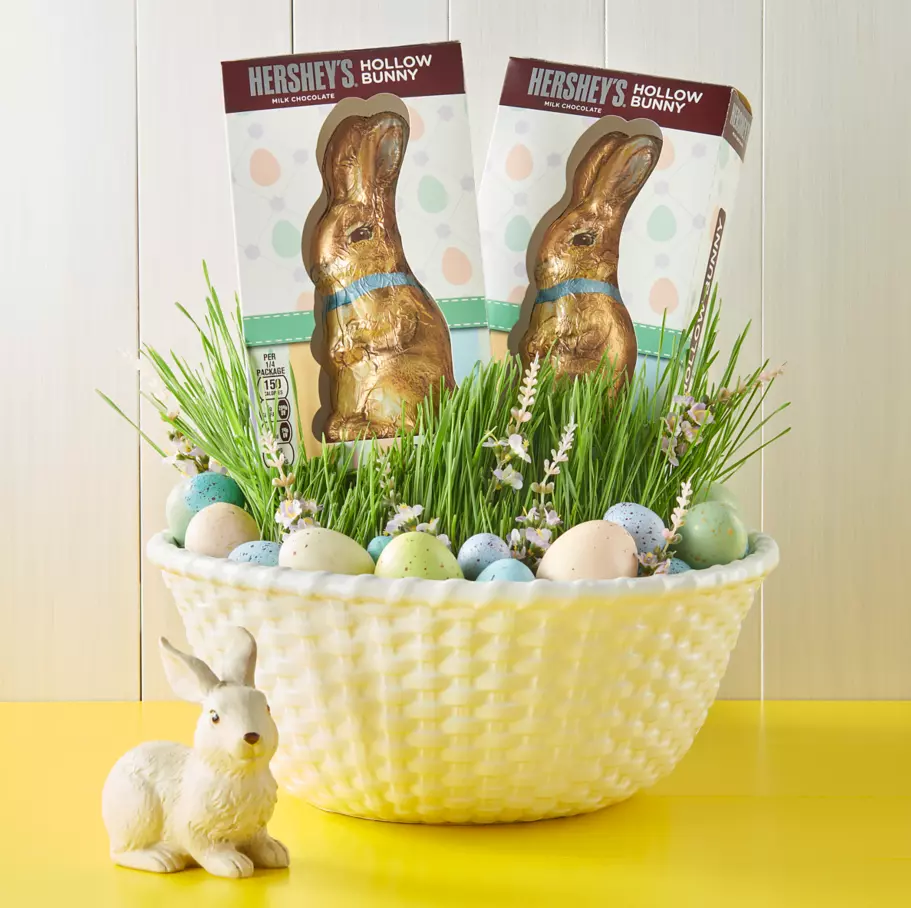 HERSHEY'S Hollow Milk Chocolate Bunnies inside Easter basket