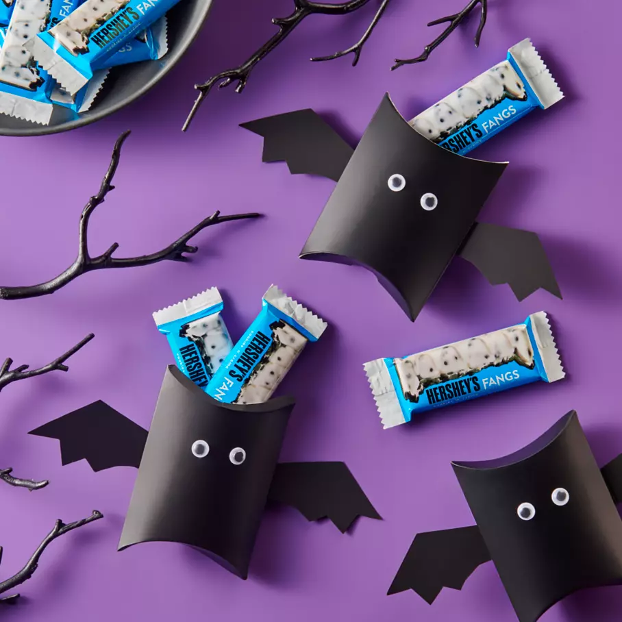 Bats filled with hersheys cookies and creme snack size fangs